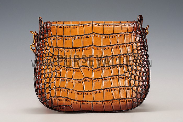 Gucci Lady Web Medium Shoulder Bag Crocodile Leather Brown