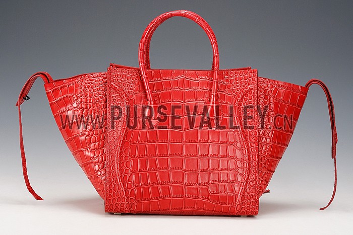 Celine Phantom Medium Red Crocodile Leather