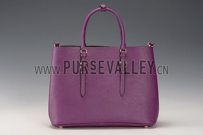 Prada Saffiano Double Tote Purple