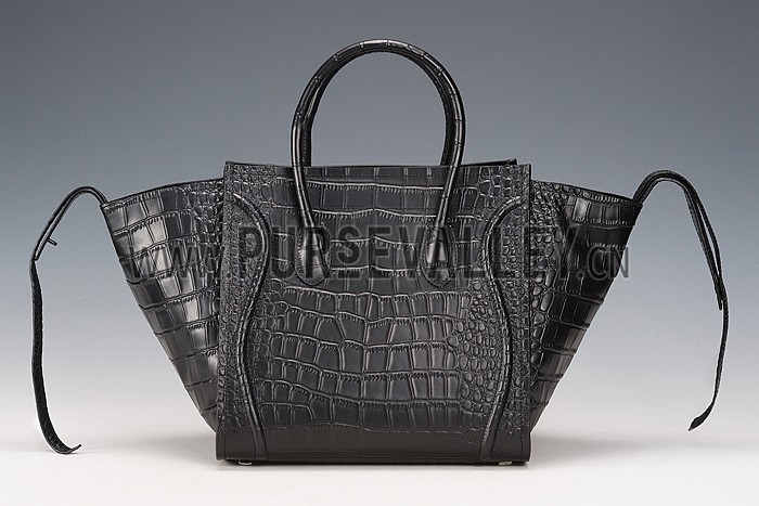 Celine Phantom Medium Black Crocodile Leather