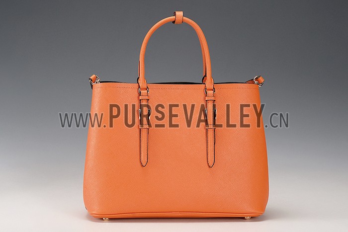 Prada Saffiano Double Tote Orange