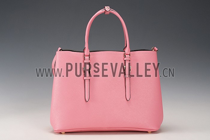 Prada Saffiano Double Tote Pink