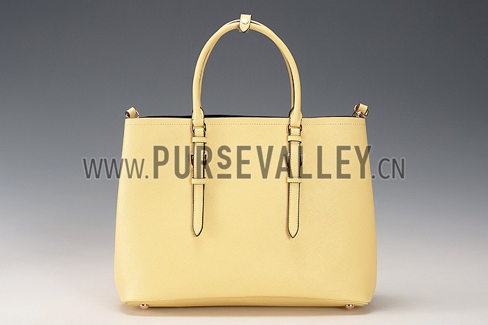 Prada Saffiano Double Tote Yellow