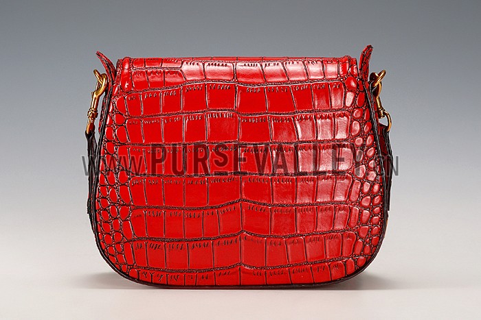 Gucci Lady Web Medium Shoulder Bag Crocodile Leather Red