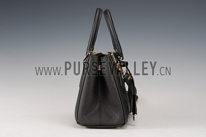 Prada Saffiano Mini Double Zip Tote Black