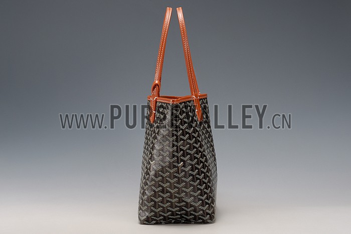 Goyard St Louis Tote Black And Tan Leather Trim