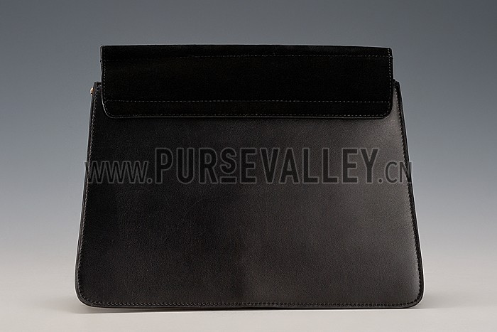 Chloe Faye Suede Flap Black Shoulder Bag