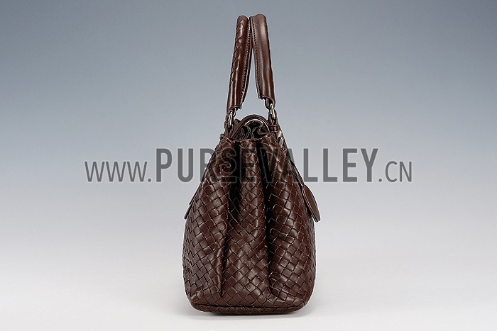 Bottega Veneta Intrecciato Nappa Top Large Handle Brown Bag