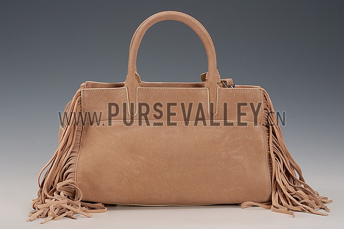 Saint Laurent Rive Gauche Small Fringed Suede Bag Beige