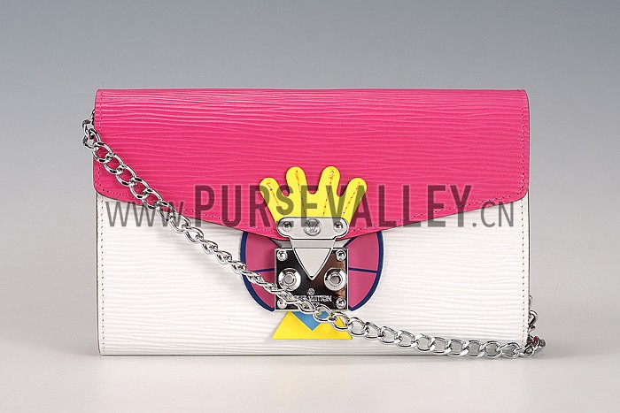 Louis Vuitton Tribal Mask Chaine Wallet Epi White Fuchsia