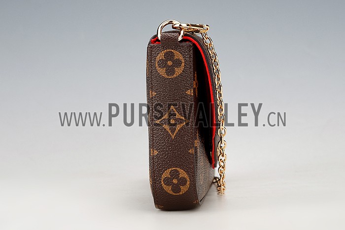 Louis Vuitton Monogram Felicie Chain Wallet Red 18926650