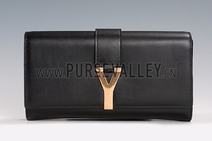 YSL Classic Y Clutch Black Leather 608315
