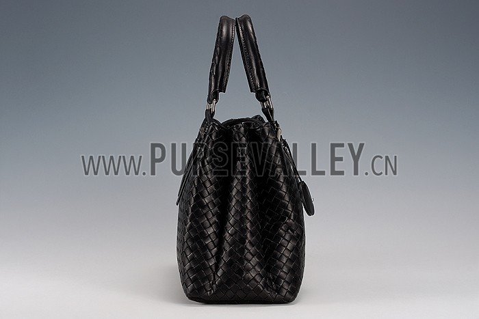 Bottega Veneta Intrecciato Nappa Top Large Handle Black Bag