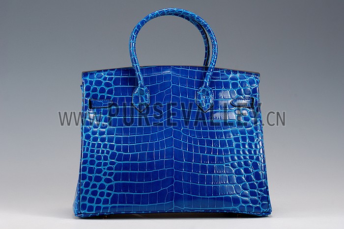 Hermes Birkin 35 Crocodile Leather Blue Brighton 608051