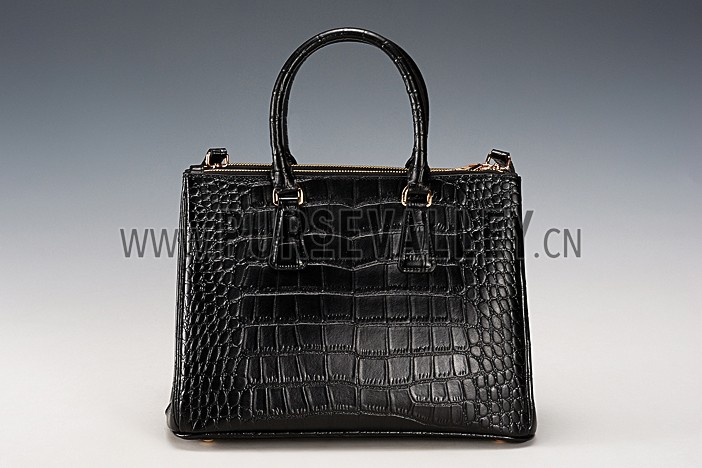 Prada Saffiano Crocodile Leather Black Bag