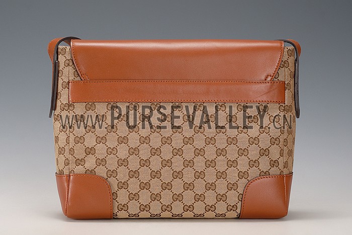 Gucci Original GG Canvas Messenger Flap Bag Brown