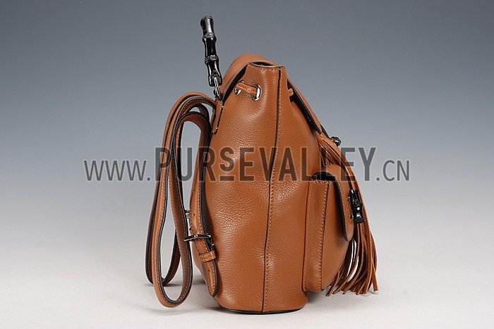 Gucci Bamboo Leather Backpack Brown