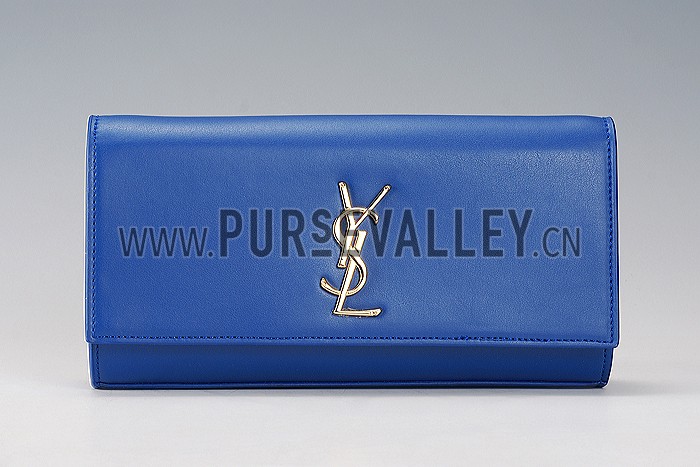Saint Laurent Classic Monogram Clutch Blue 608322
