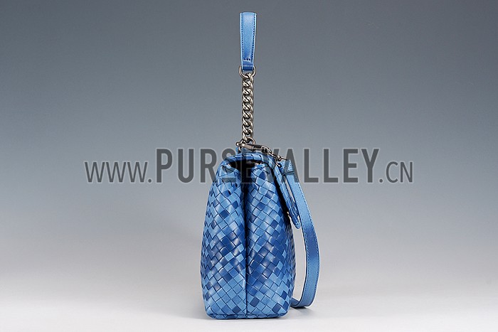 Bottega Veneta Two Toned Light Blue and Blue Intrecciato Nappa Bag