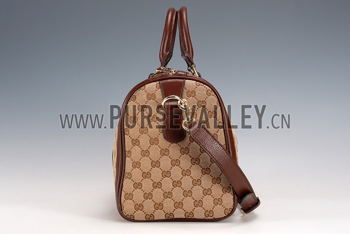 Gucci Vintage Web Boston Bag Brown