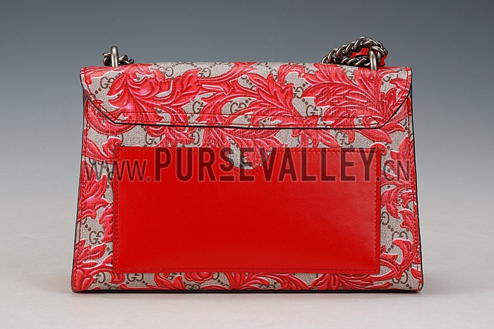 Gucci Padlock Arabesque Canvas Shoulder Bag Red