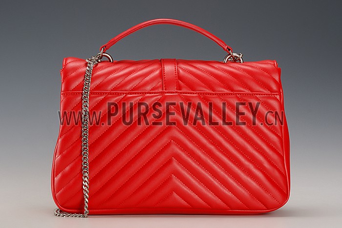 Saint Laurent College Matelasse Large Bag Red