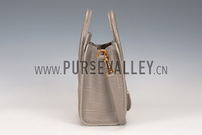 Celine Nano Luggage Crocodile Grey