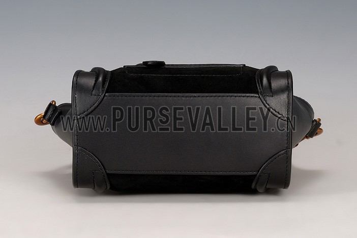 Celine Nano Luggage Black Leather and Suede