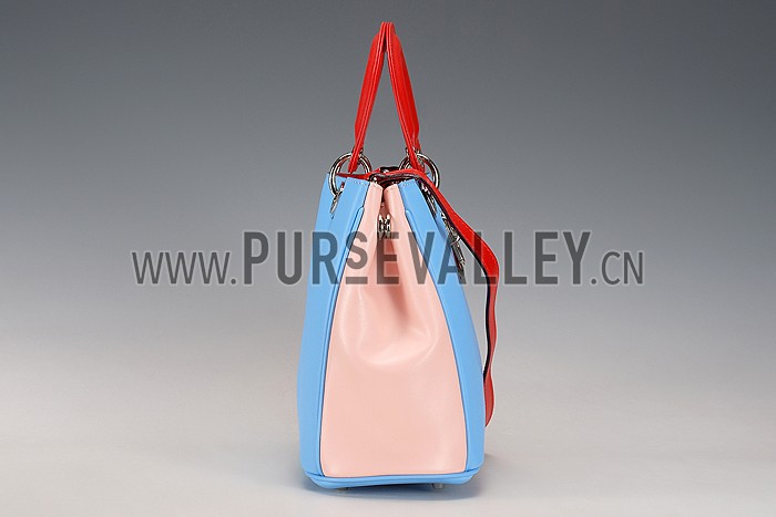 Diorissimo Medium Light Blue, Light Pink and Red City Bag