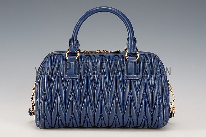 Miu Miu Matelasse Top Handle Large Dark Blue