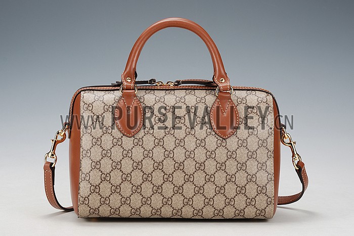 Gucci Boston Supreme Canvas Shoulder Bag Brown