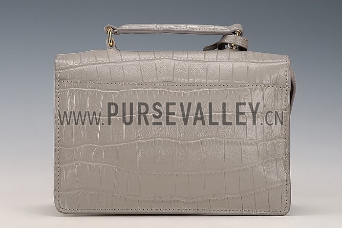 Saint Laurent High School Medium Crocodile Leather Bag Grey