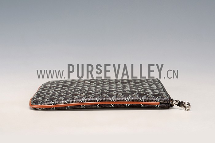 Goyard Medium Pouch Black And Tan Leather Trim