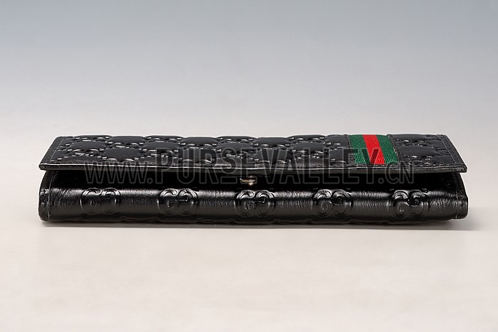 Gucci Signature Black Wallet With Web Detail