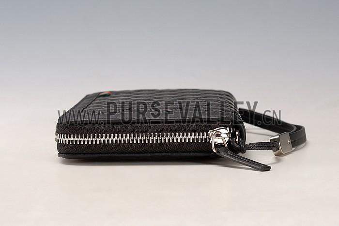 Gucci Signature Black Wrist Wallet With Web Detail