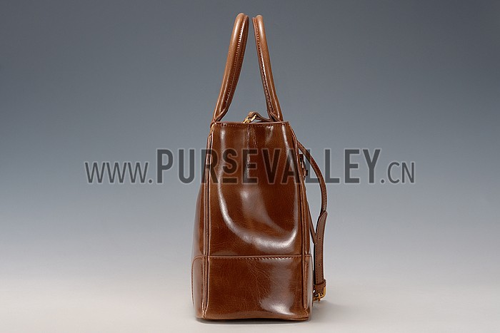 Prada Classic Patent Leather Satchel Brown