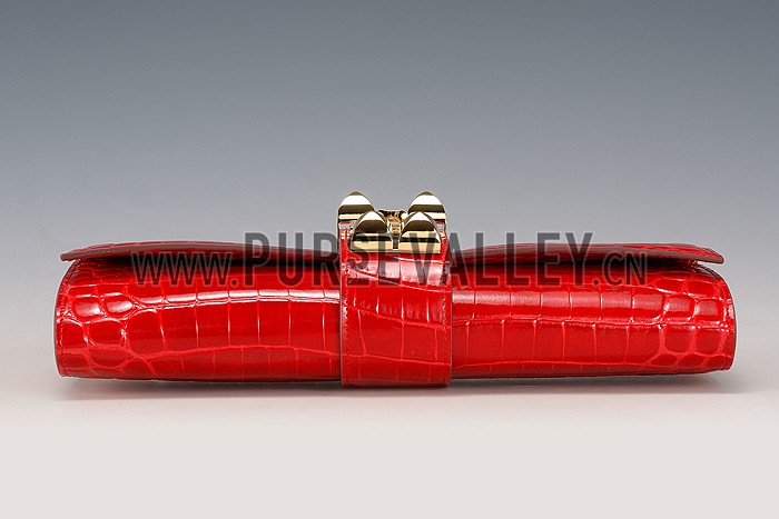 Hermes Medor Crocodile Leather Red Clutch 18926683