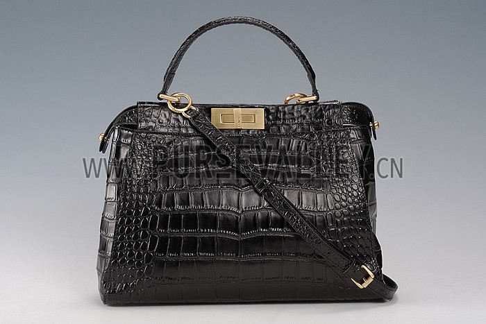 Fendi Small Peekaboo Black Leather Bag 608298