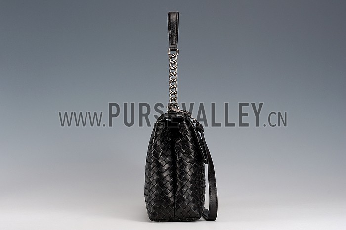 Bottega Veneta Nero Intrecciato Nappa Olimpia Bag