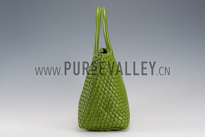 Bottega Veneta Woven Ostrich Large Tote Green