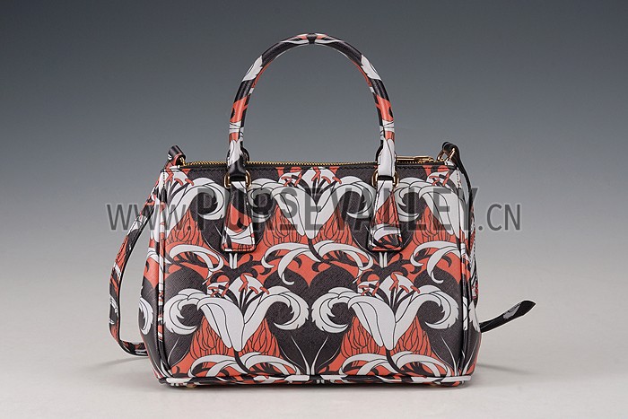 Prada Saffiano Beige Lily Motif Tote