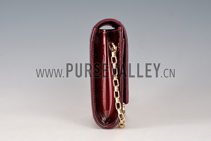 Louis Vuitton Chain Louise Patent Leather Dark Red
