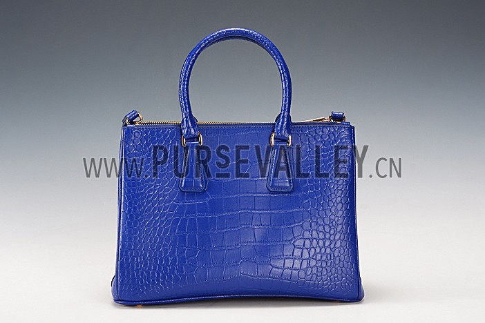 Prada Saffiano Crocodile Leather Blue Bag