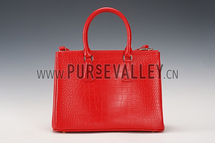 Prada Saffiano Crocodile Leather Red Bag