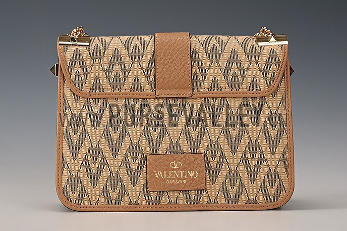 Valentino Viva Valentino Fabric B-Rockstud Bag Tan