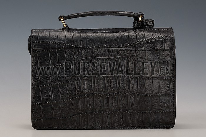 Saint Laurent High School Medium Crocodile Leather Bag Black