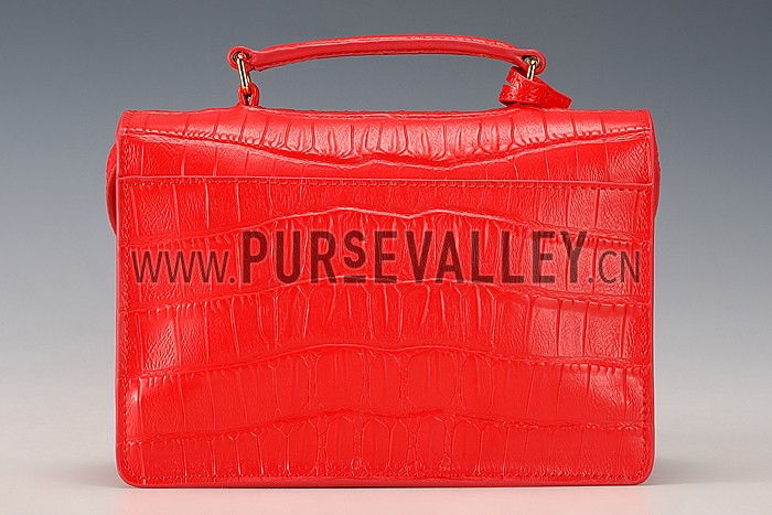 Saint Laurent High School Medium Crocodile Leather Bag Red