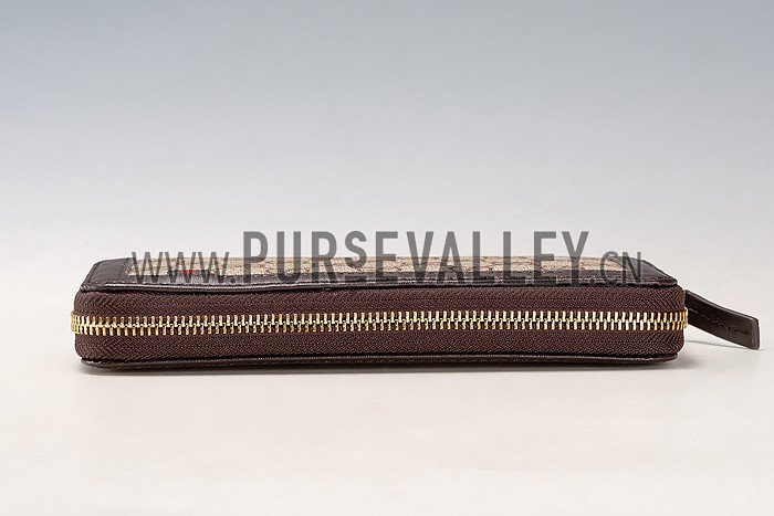 Gucci Supreme Canvas Wallet With Brown Leather Trim