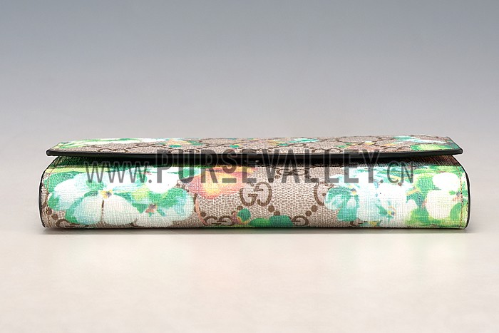 Gucci Green Blooms Supreme Canvas Wallet