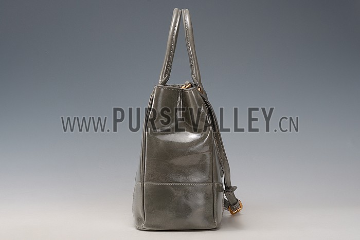 Prada Classic Patent Leather Satchel Grey